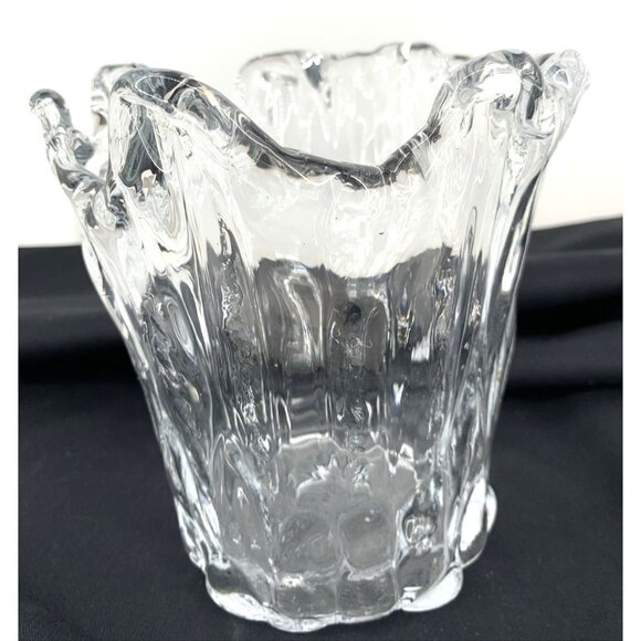 Scandinavian Wave Clear Vase Water Splash Vintage 7.5" Sweden Finland - Picture 2 of 8